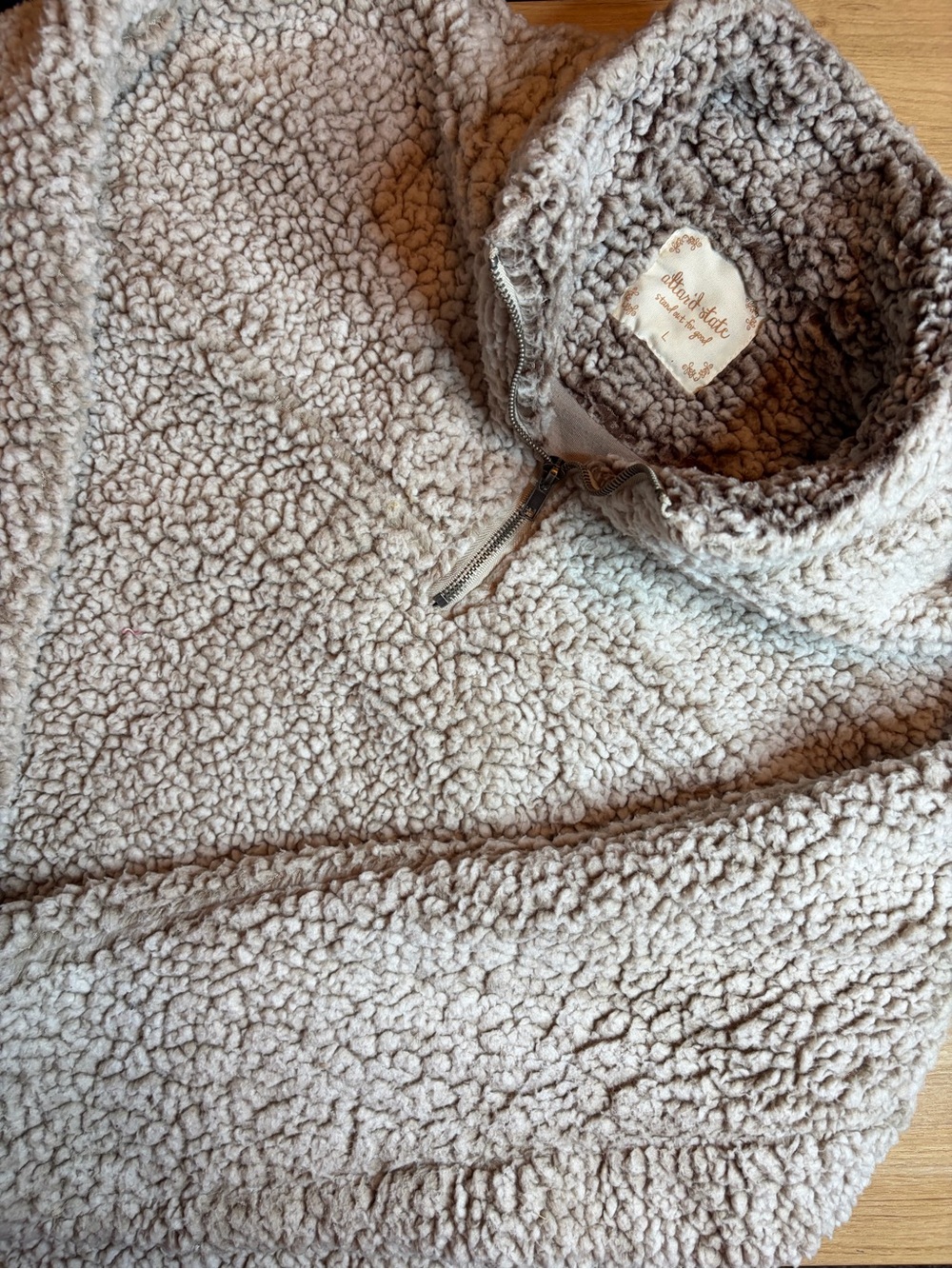 Altar'd State Oatmeal Fleece Sherpa Quarter Zip Pullover Sweater Large ASJKX6151